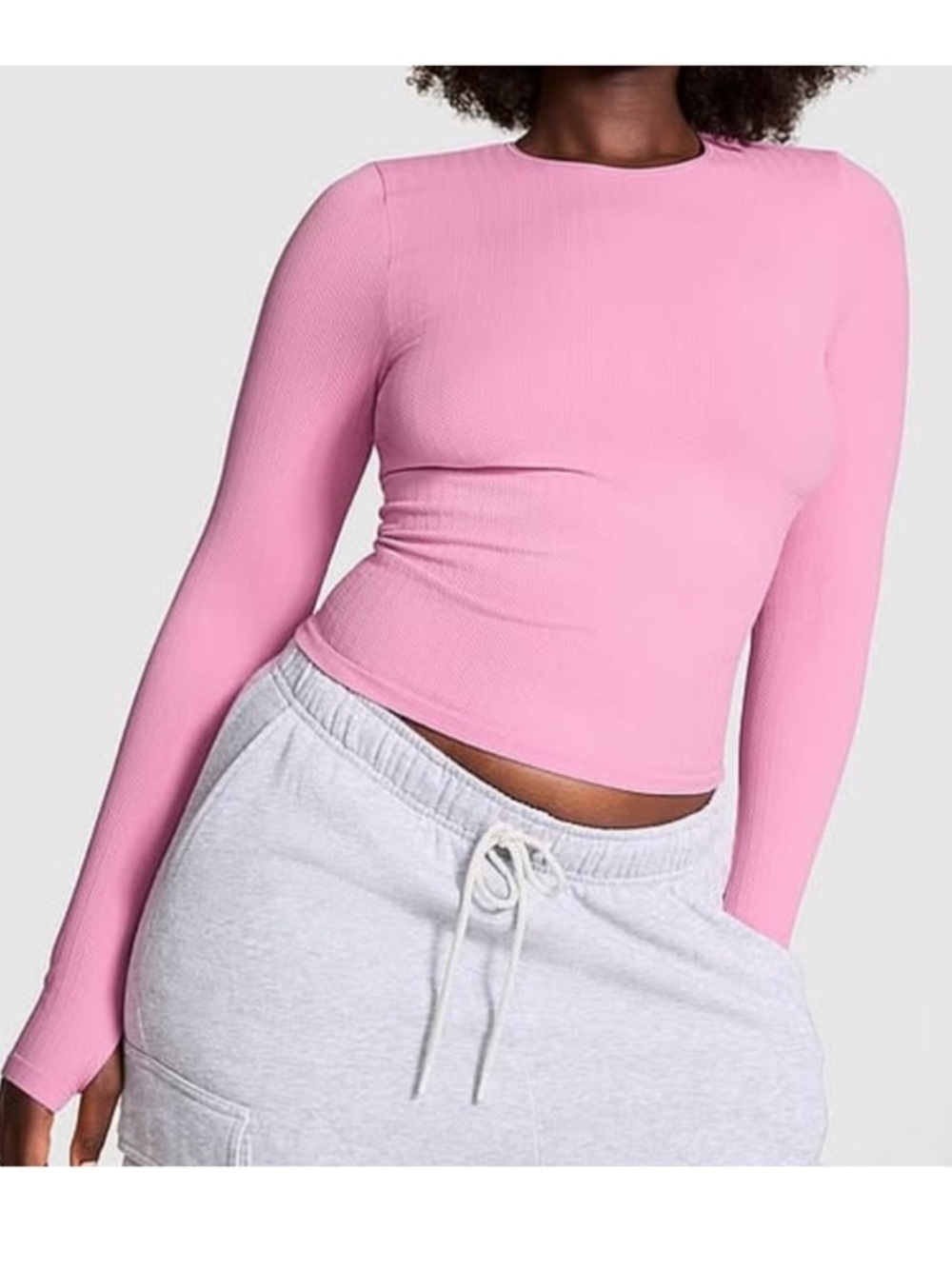 🦋 PINK Victoria's Secret soft seamless cable long-sleeve top